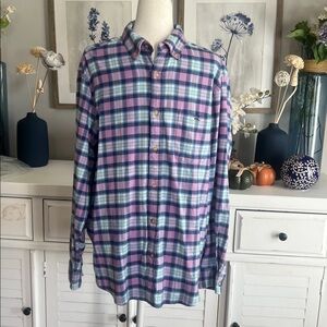 NWT, Vineyard Vines Classic Plaid Shirt in Pink and Blue, Size L